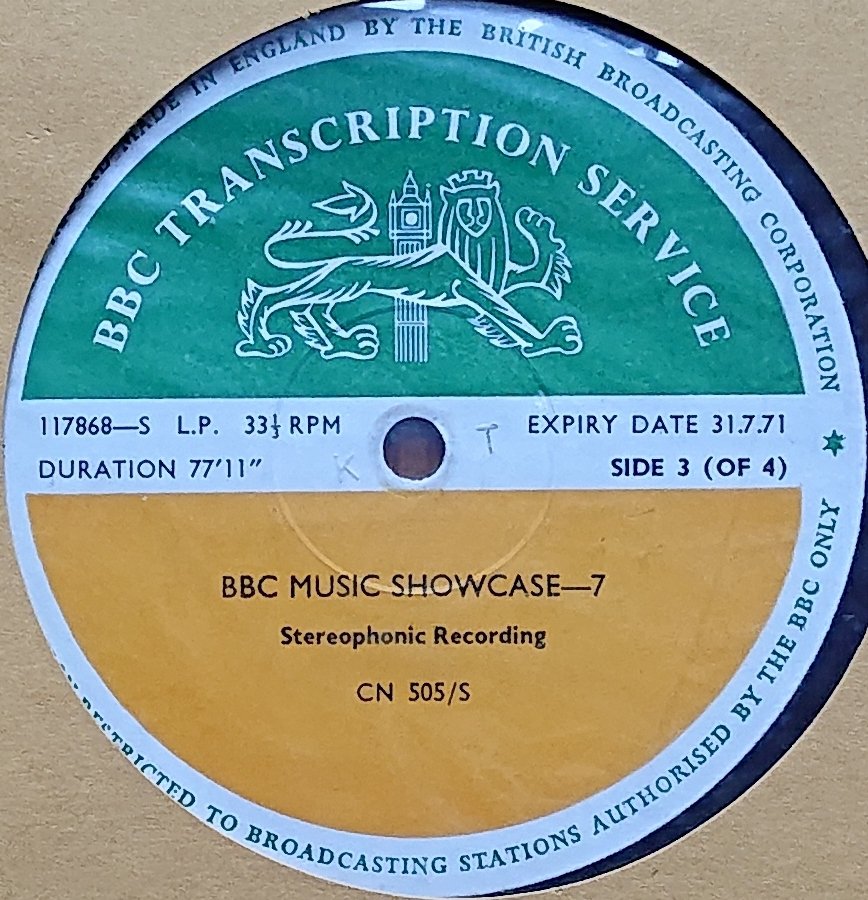 CN 505 S 13 BBC music showcase - 7 (Sides 1 & 3) Various from the BBC records and Tapes library Label